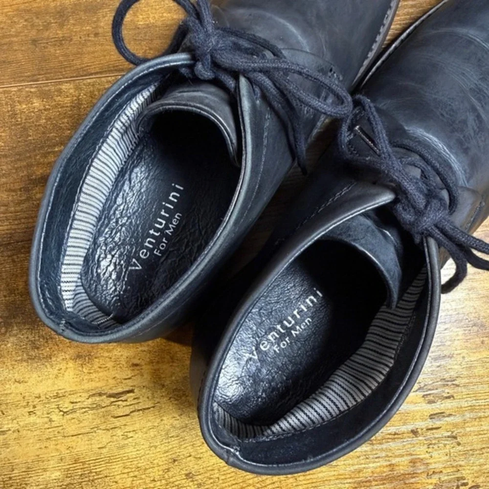 Venturini‎ 00586225 Black Leather Chukka Ankle Boots Mens Size 8